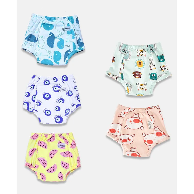 Snug Potty Training Pull-up Pants for Kids.100% Cotton. (Size 5, Fits 5-6 yrs) - Pack of 5