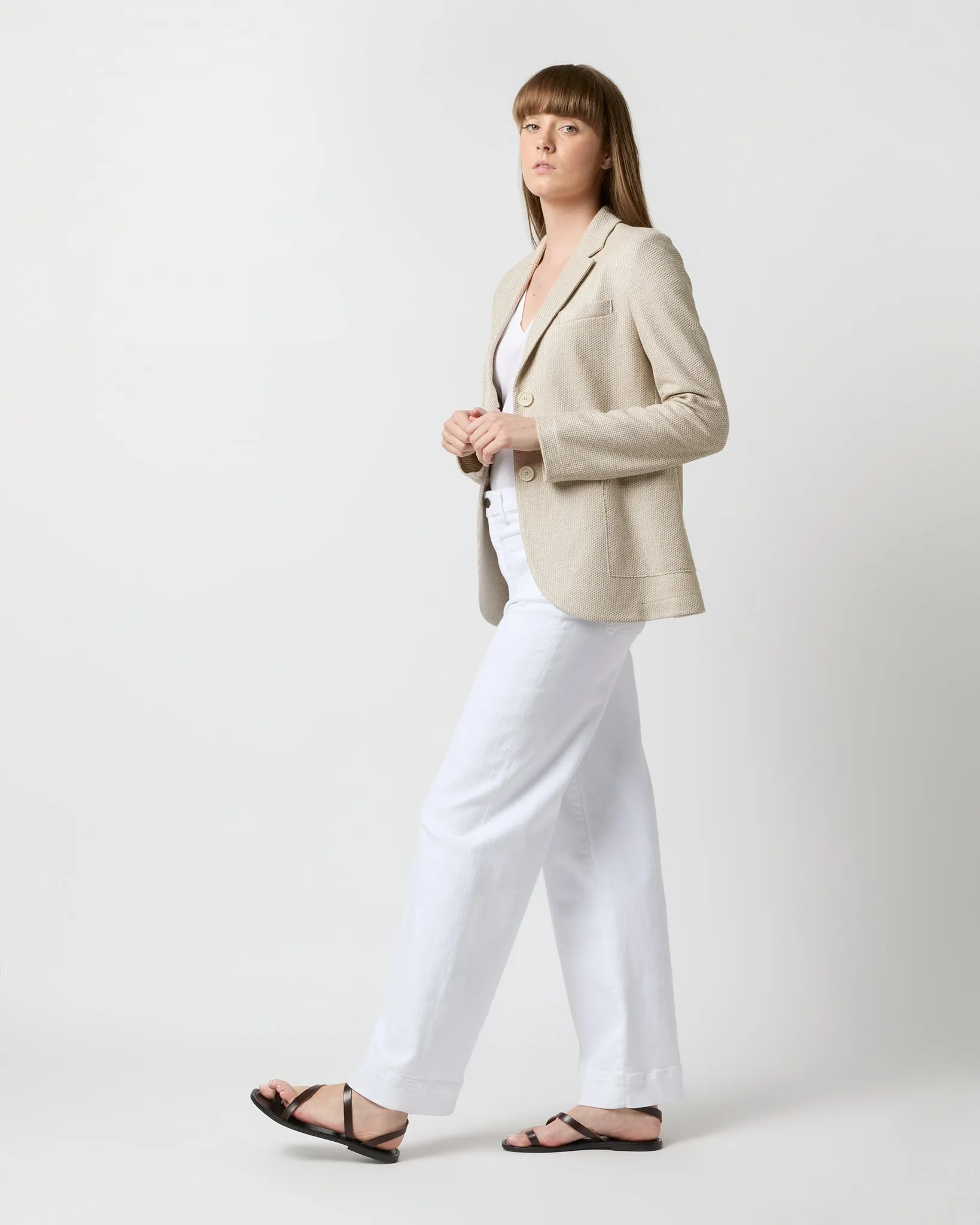 Stand-Up Collar Blazer in Sand