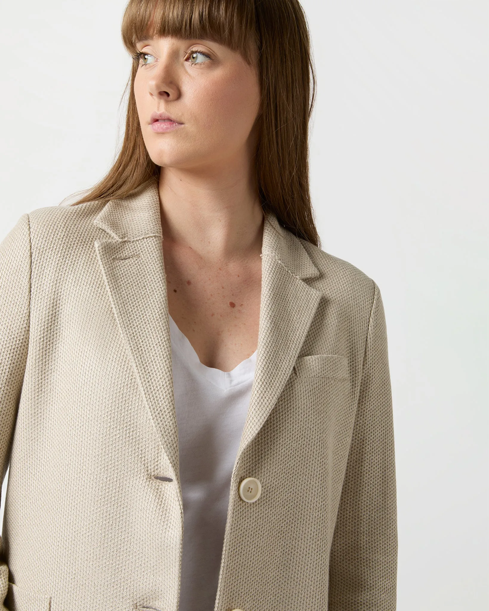 Stand-Up Collar Blazer in Sand