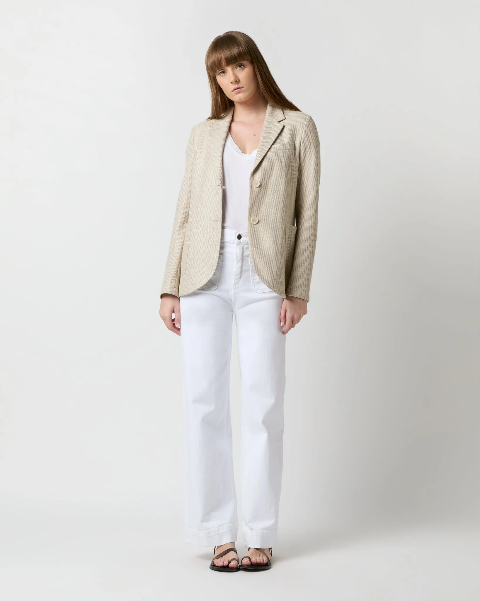 Stand-Up Collar Blazer in Sand