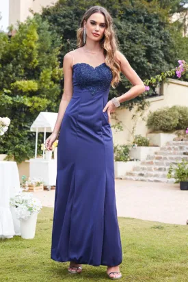 Sweetheart Sleeveless Mermaid Evening Dress Lace Appliques Trumpet Bridesmaid Dress