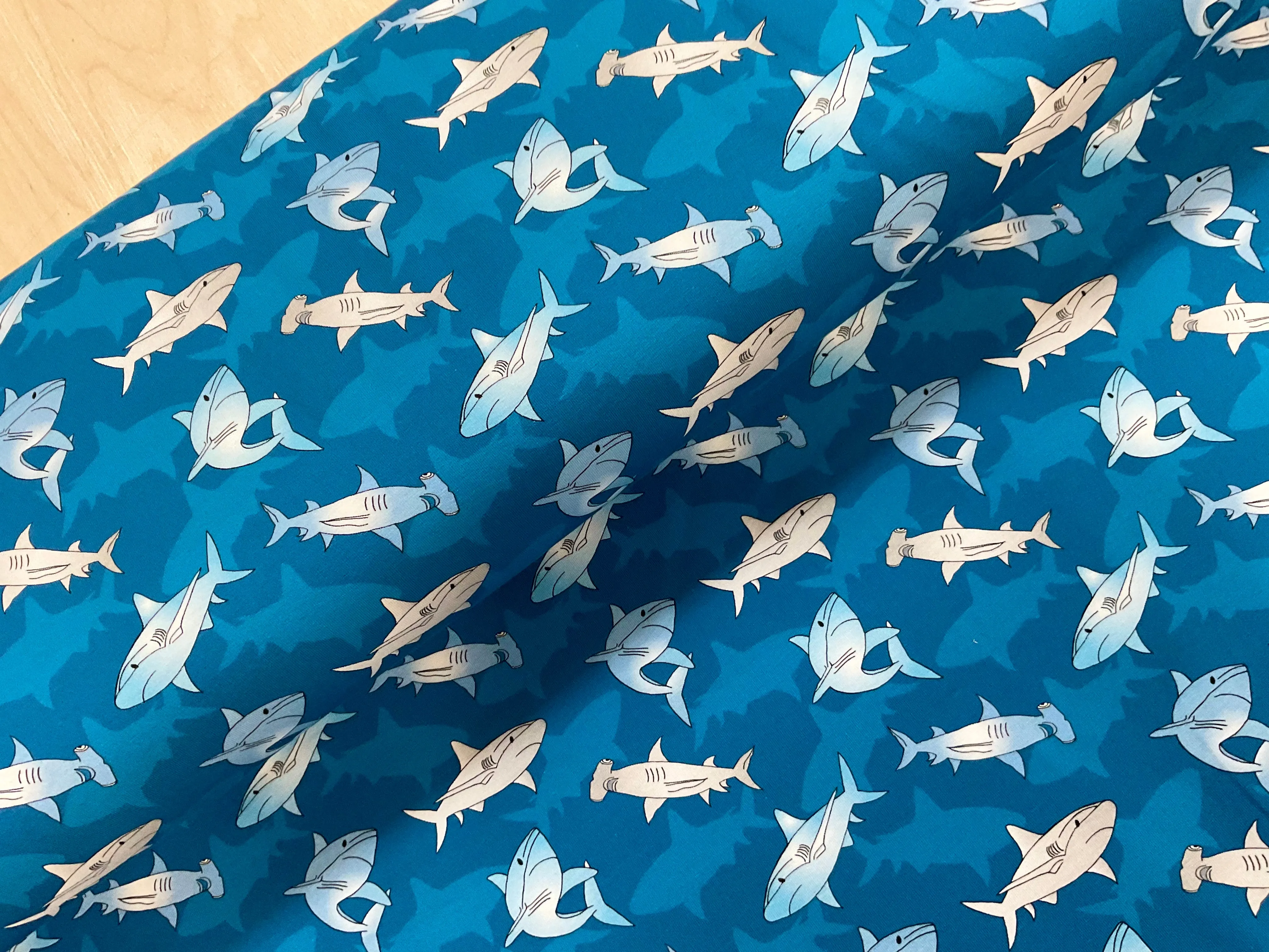 Swimming Sharks Cotton Jersey