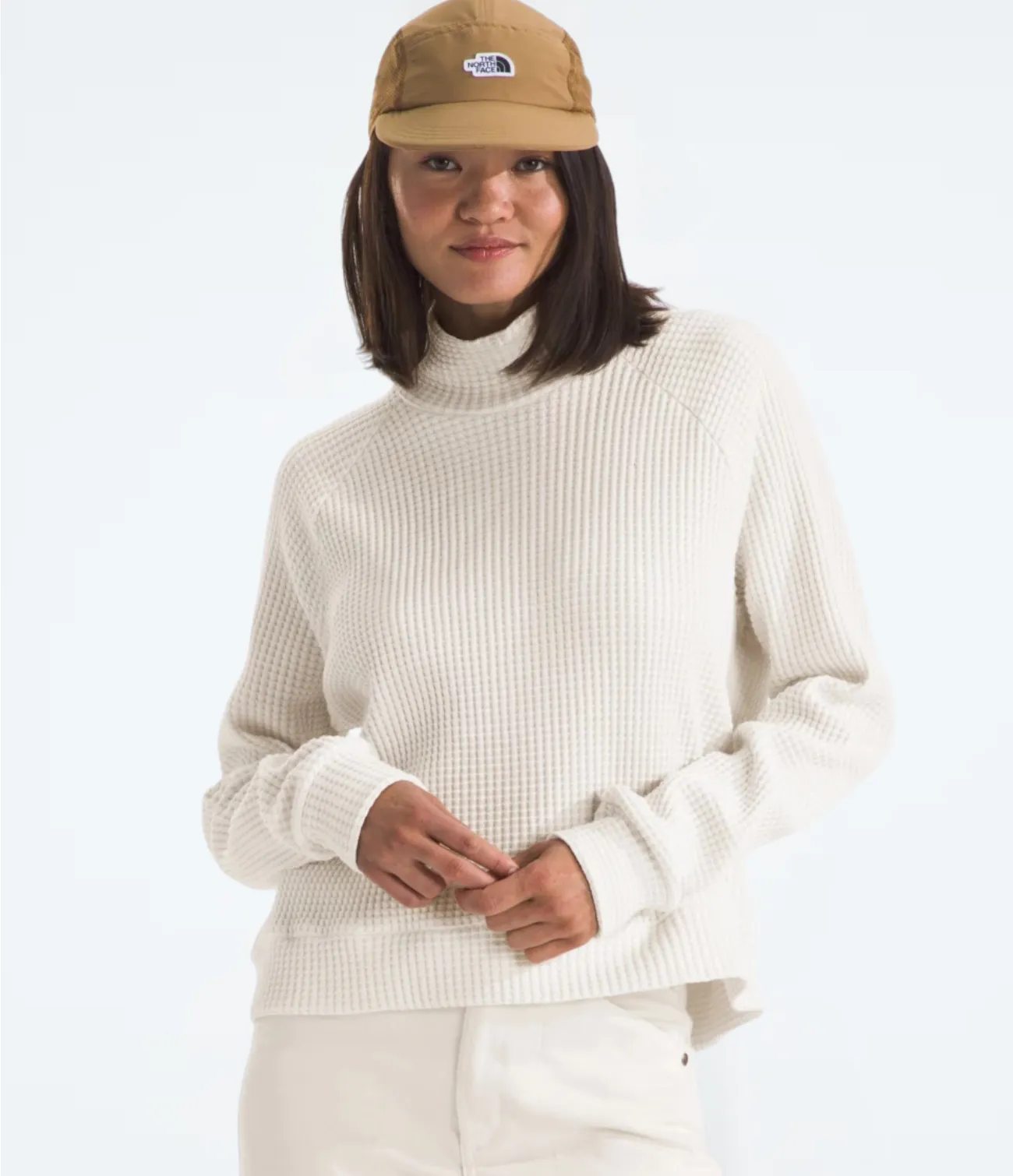 The North Face Women's Mock Neck Chabot Pullover Sweater in White Dune