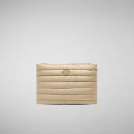 Unisex quilted pouch big Thalassa in WOOD BEIGE