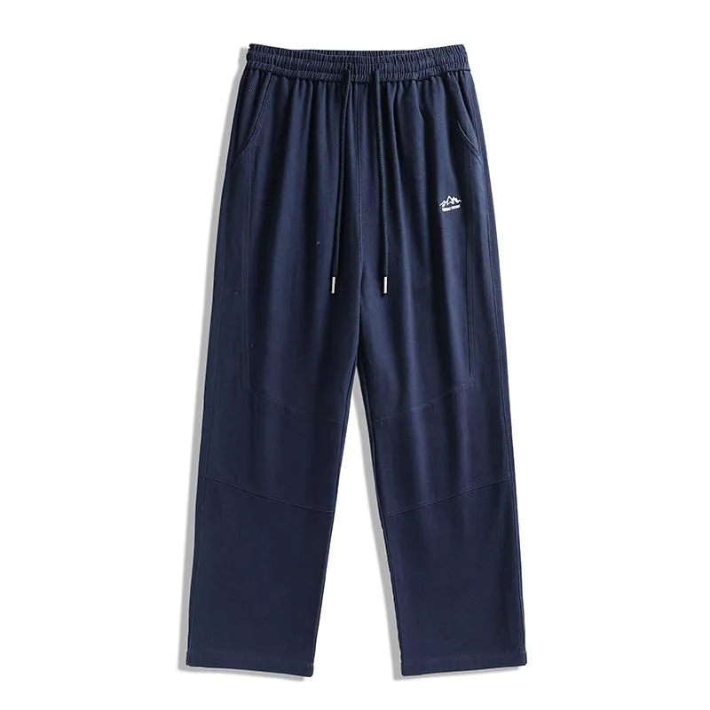 Versatile Pure Cotton Tied Rope Elastic Waist Washed Sweatpant