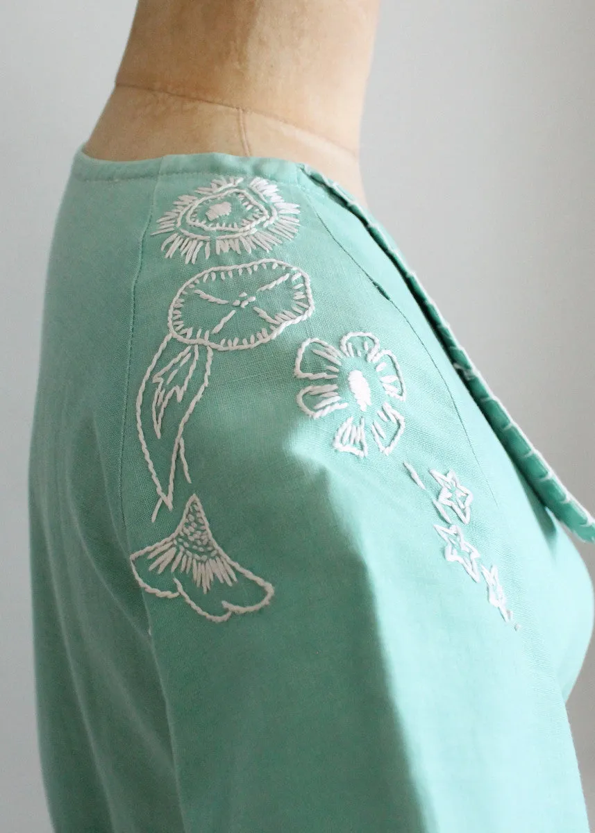 Vintage 1930s Embroidered Cotton Day Dress