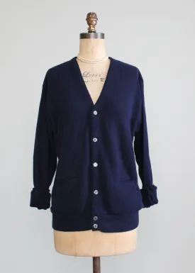 Vintage 1960s Navy Boyfriend Slouch Cardigan