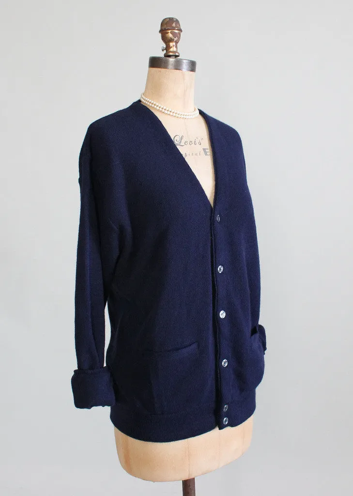 Vintage 1960s Navy Boyfriend Slouch Cardigan