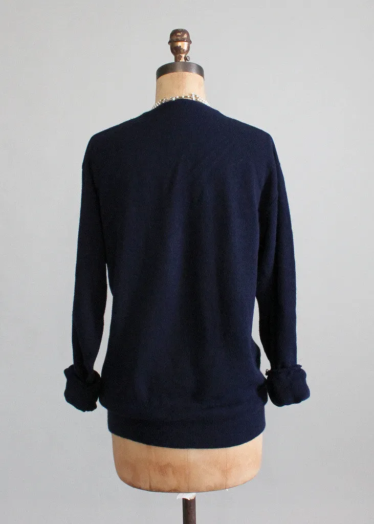 Vintage 1960s Navy Boyfriend Slouch Cardigan