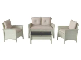 Warm White 4 Piece Wicker Patio Set