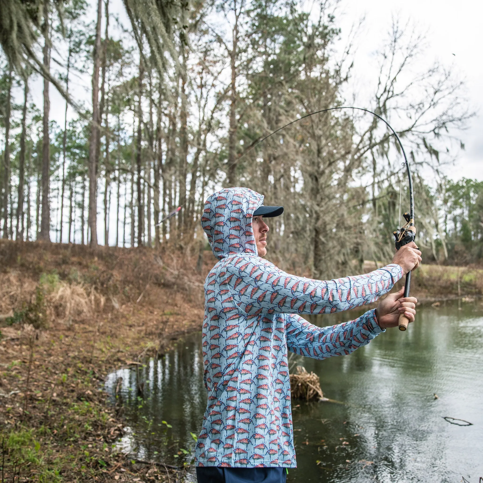 Watercolor Banger Mesh Hooded Long-Sleeve