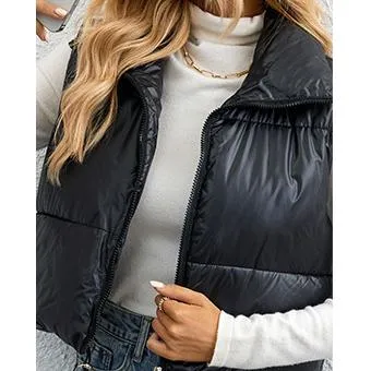 Zipper Lightweight Solid Puffer Jacket Vest