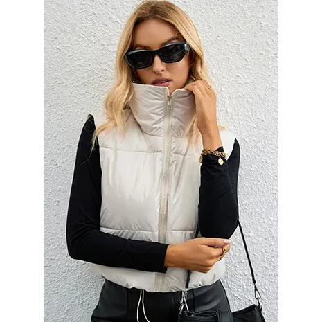 Zipper Lightweight Solid Puffer Jacket Vest