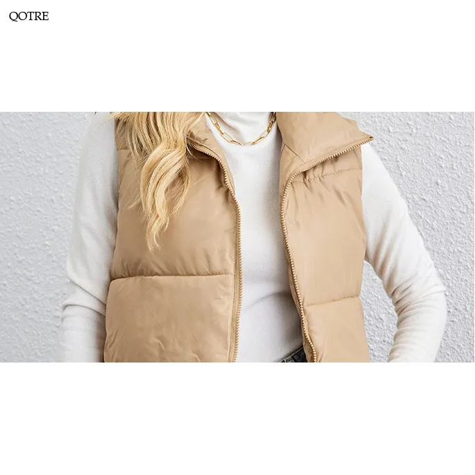 Zipper Lightweight Solid Puffer Jacket Vest