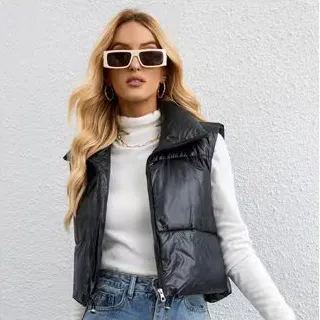 Zipper Lightweight Solid Puffer Jacket Vest